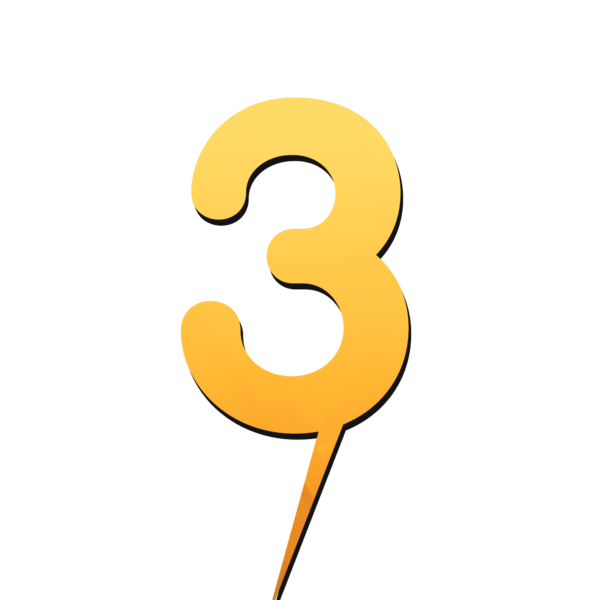 מספר 3 לעוגה זהב מפרספקס