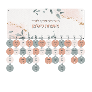 לוח ימי הולדת - נגיעות זהב ורוד
