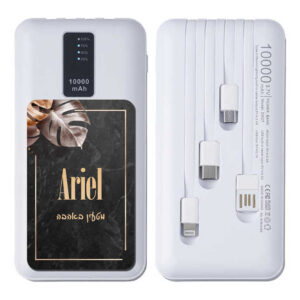 מטען נייד 10,000 אמפר עם כבלים מחוברים עם שם פרטי